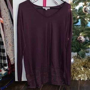 a long sleeve plum top